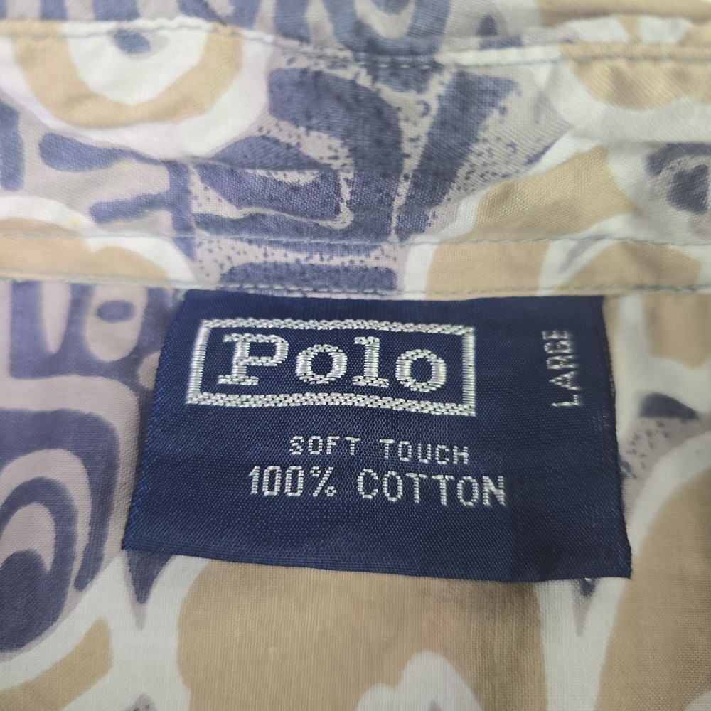 Vintage Polo Ralph Lauren Men's Large Hawaiian Button Down Shirt Floral Blue - Picture 5 of 10